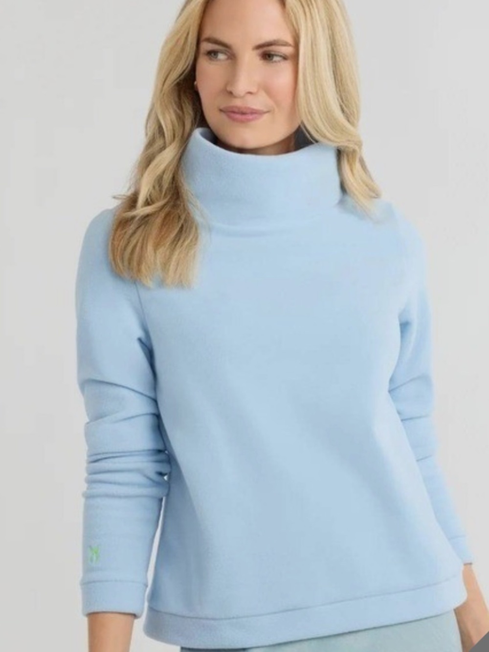 Dudley Stephens Ice Blue Park Slope Turtleneck Vello Fleece Top Women's XS